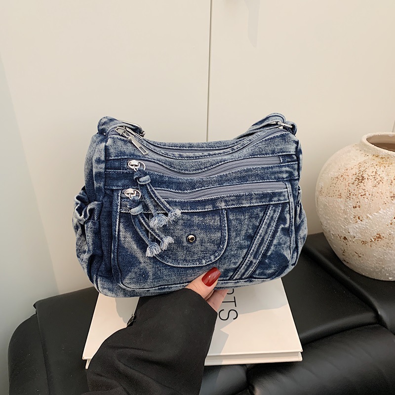Luxury Y2K Bags - Sokak Stili Retro Mavi Kot Çanta