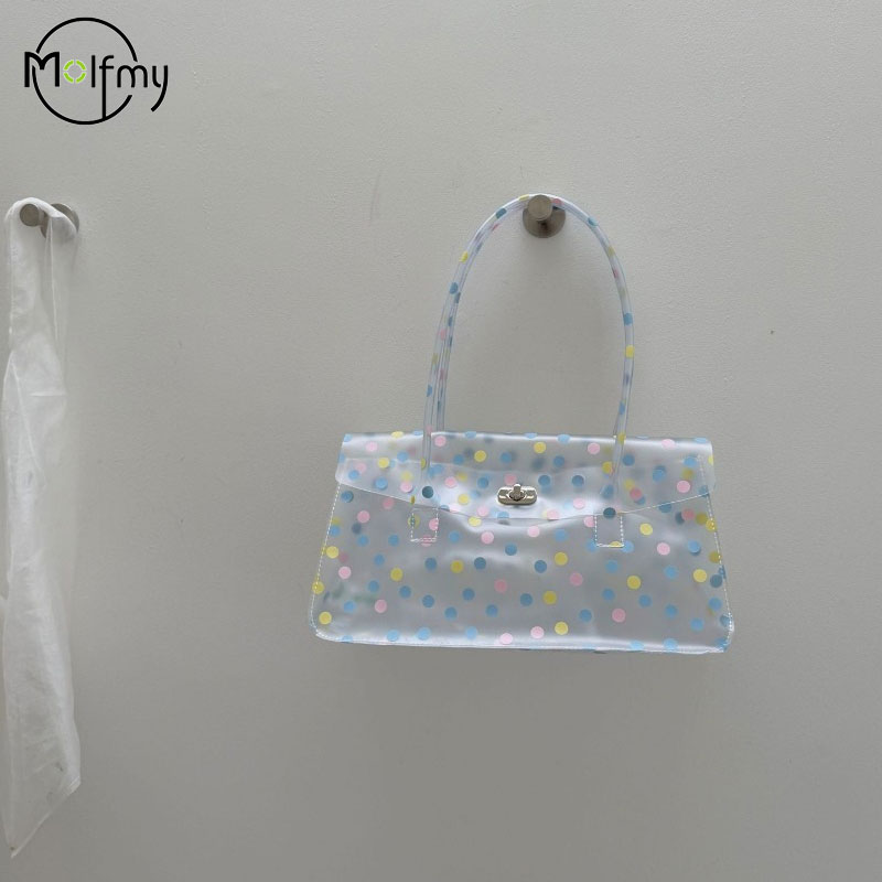 Luxury Y2K Bags - Y2K Noktalı PVC Jöle Çanta Kapaklı