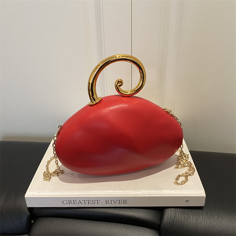 Mini Bag Evening Clutch - Lüks Kavisli Çakıl Taşı Şeklinde Mini