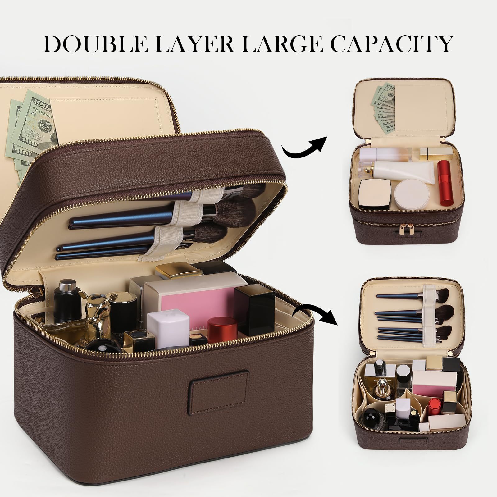 Luxury Bags Leather - Büyük Kapasiteli Çift Katmanlı Lüks Seyahat