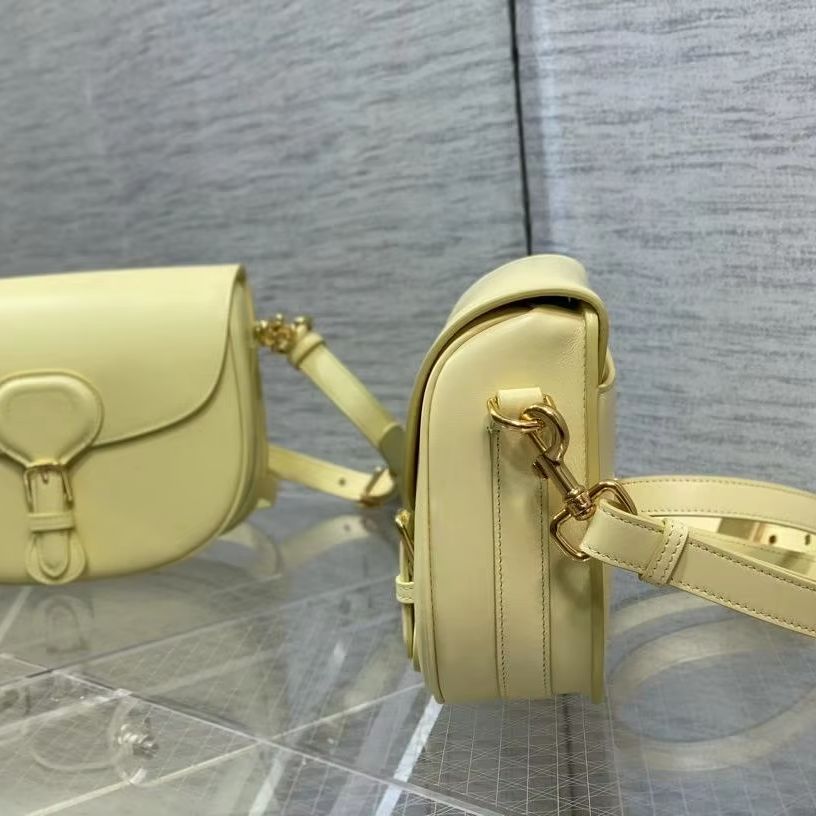 Luxury Bags Yellow - Tereyağı Sarısı Pürüzsüz Deri Eyer Çantası,