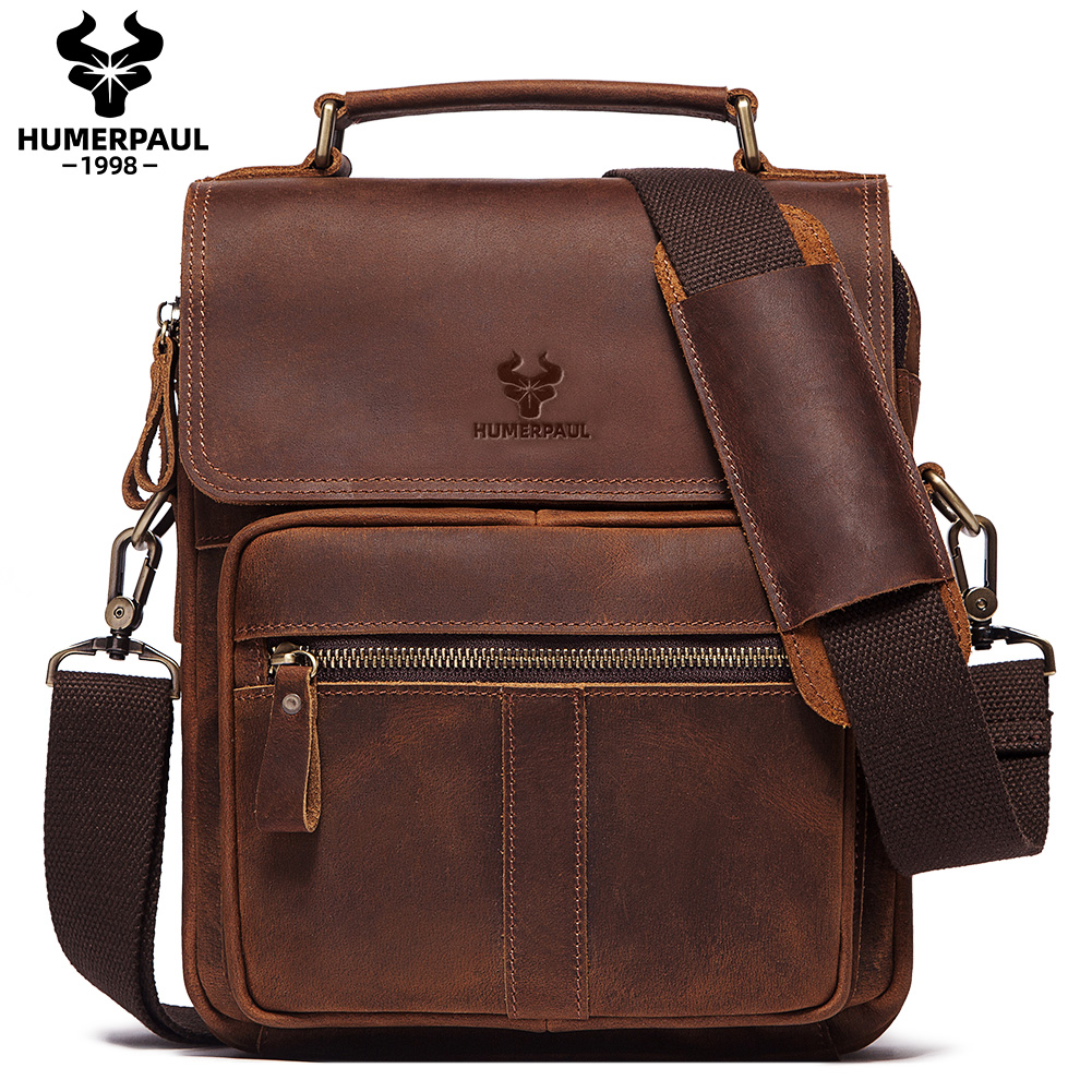 Luxury Bags For Travel - HUMERPAUL Hakiki Deri erkek omuzdan askili
