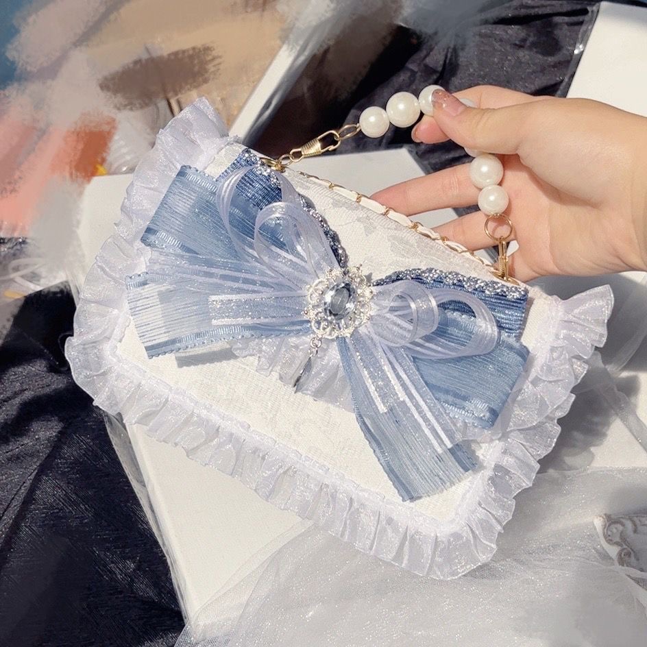 Zincir gümüş ve mavi lolita da - Luxury Y2K Bags incelemesi ve fiyatı