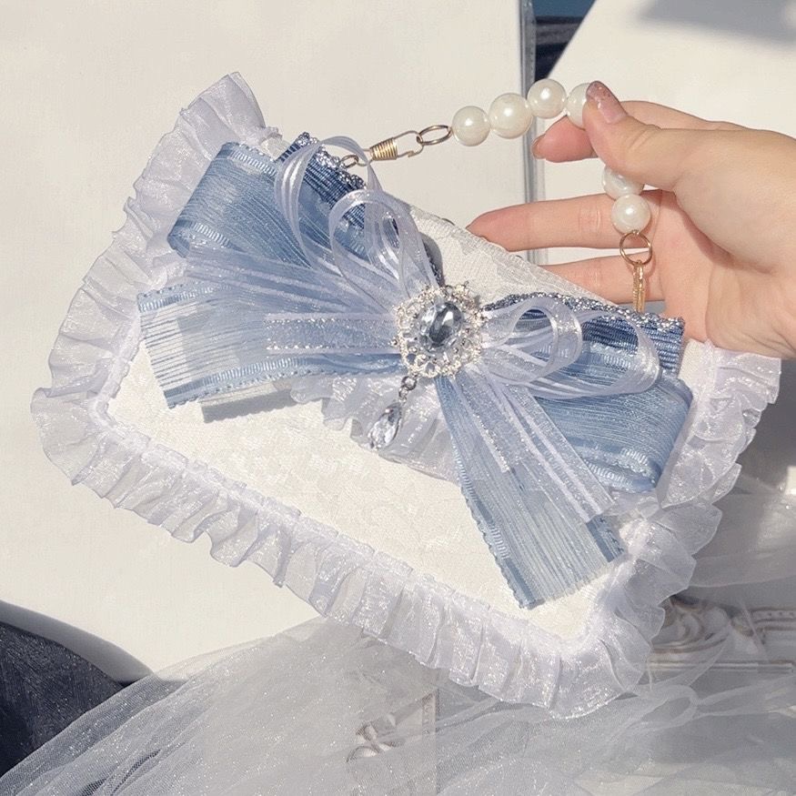 Zincir gümüş ve mavi lolita da - Luxury Y2K Bags incelemesi ve fiyatı